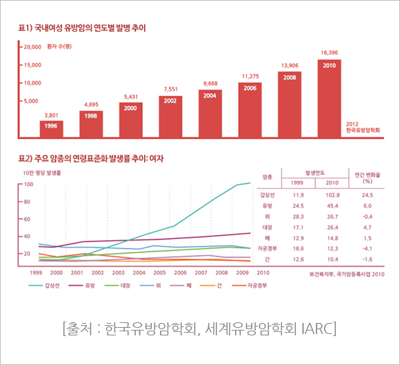 유방암의 발생 추이 및 생존율